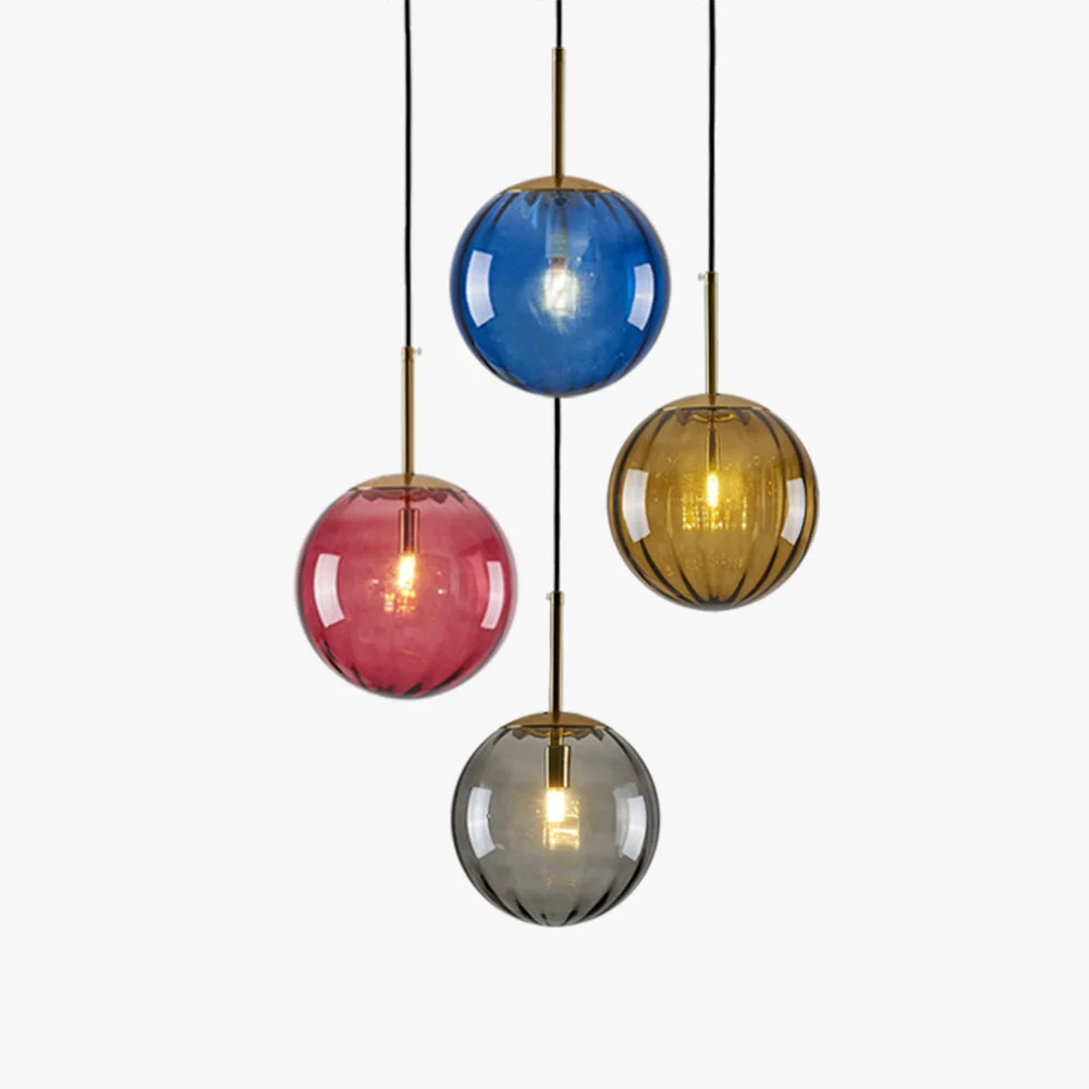 Expertly Made Hailie pendant light spherical lampshade made of clear glass gray Recyclable
