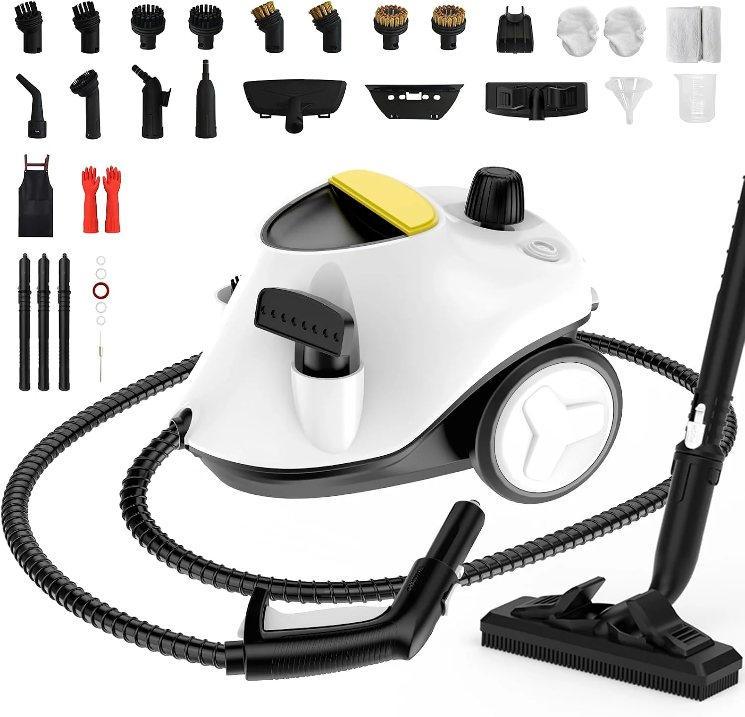 Smooth Steam Cleaner Multipurpose Neat Canister Steamer with 27 Accessories 5 Mins Heating with 1.5L Tank Rolling Cleaning Machine for Carpet Floors Windows Mirrors Glass and Cars White3 Comfortable