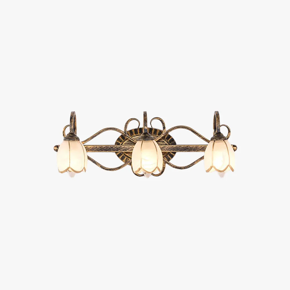 High-End Félicie Klassisch Spiegelfront Wandleuchte Blume Messing 2 3-flammig Detailed