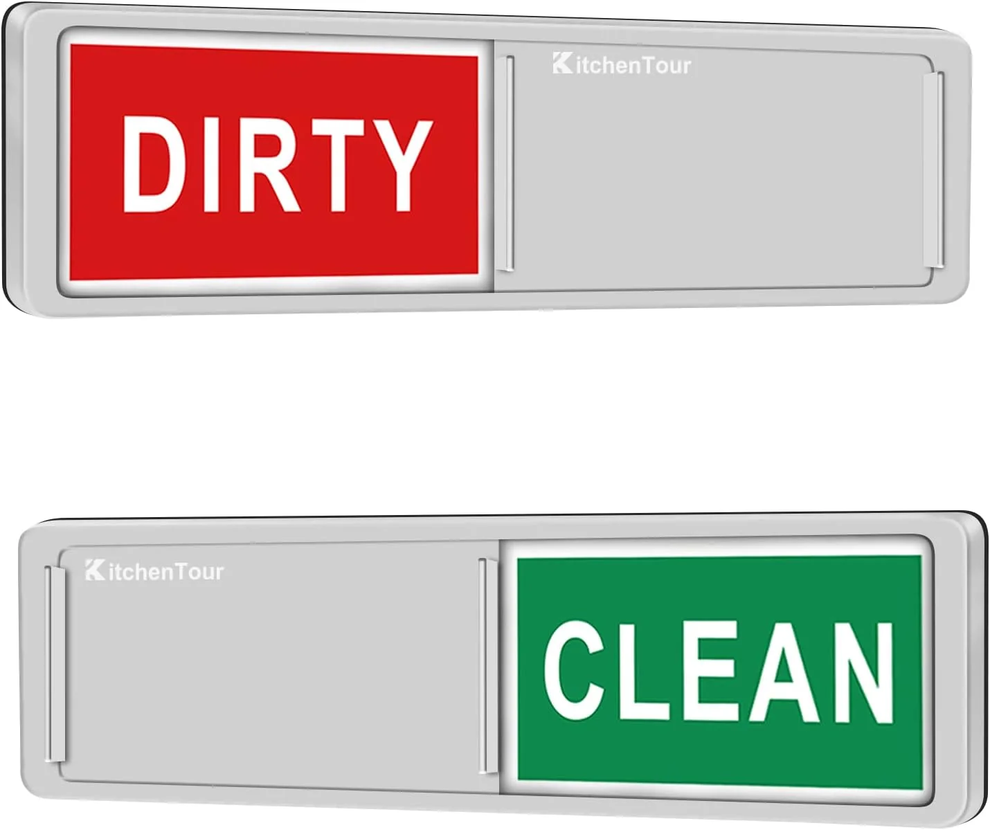Functional KitchenTour Clean Dirty Magnet for Dishwasher Upgrade Super Strong Magnet - Easy to Read Non-Scratch Magnetic Silver Indicator Sign with Clear Quality
