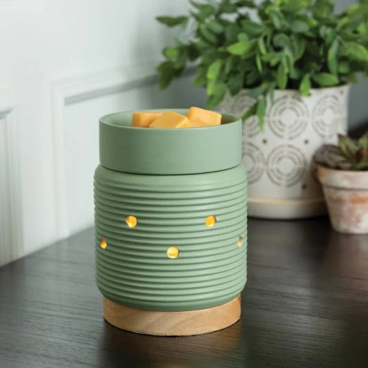 Next-Generation Eggshell Sage Wood Illuminated Fragrance Warmer Sustainable