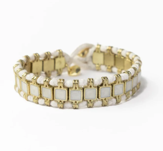 Organic Josie Enamel Bracelet Small With Loop Latch White Exclusive