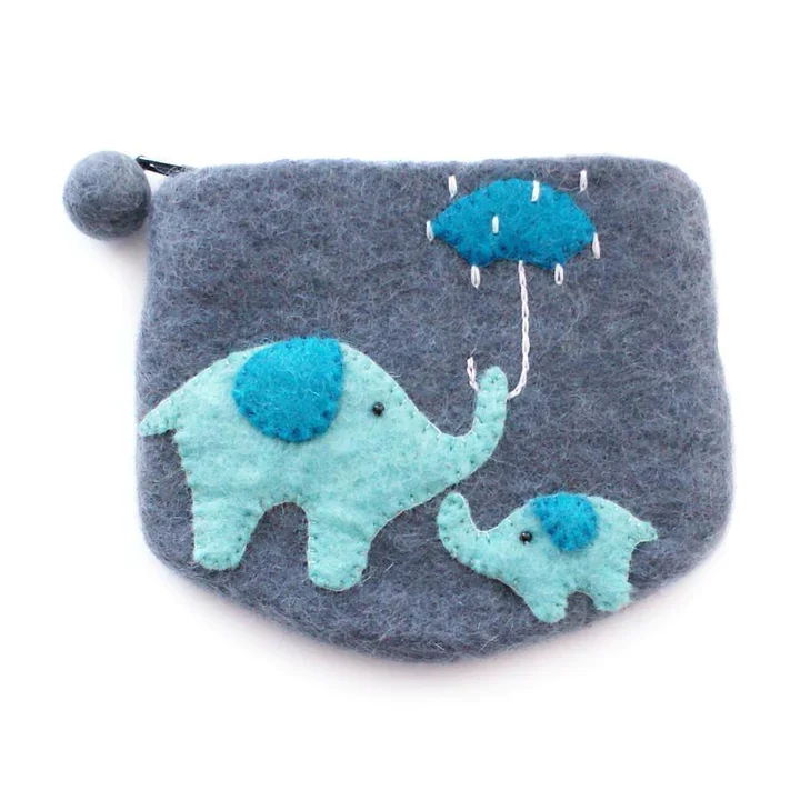 Next-Generation Felt Mama and Baby Elephant Purse Outstanding