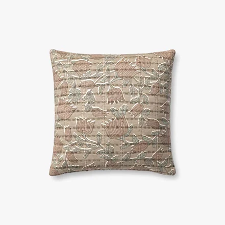 Dependable Floral Pillow Taupe Rose Excellent
