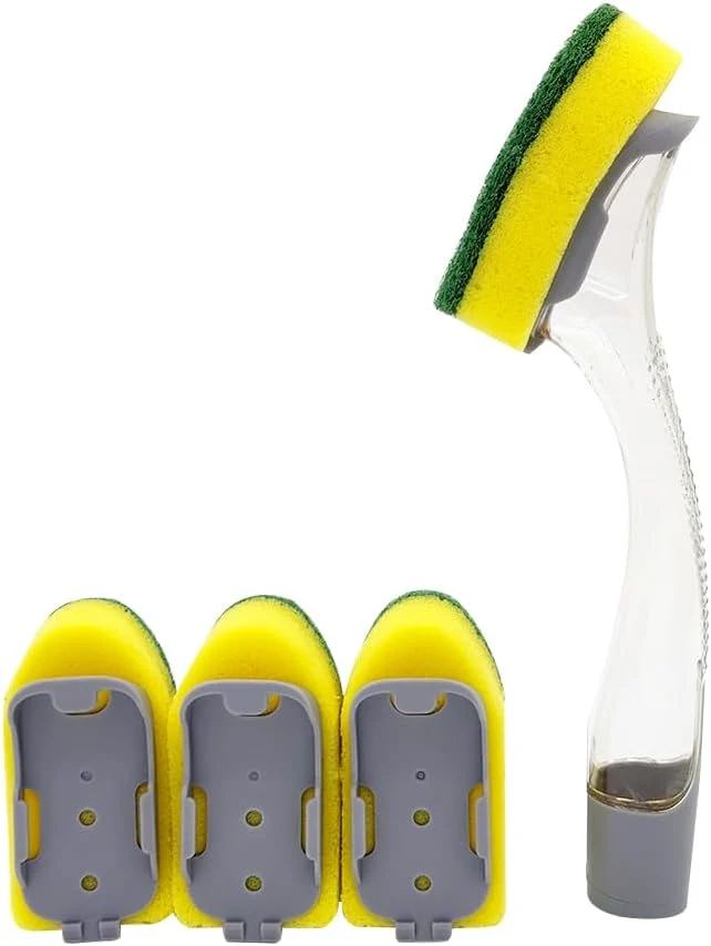 Original Design The Pot Brush with Green and Yellow Washing Pads Does not Damage The Pot Handle and can be Used to add Liquid Brush The Bowl and Brush The Stove Specialty