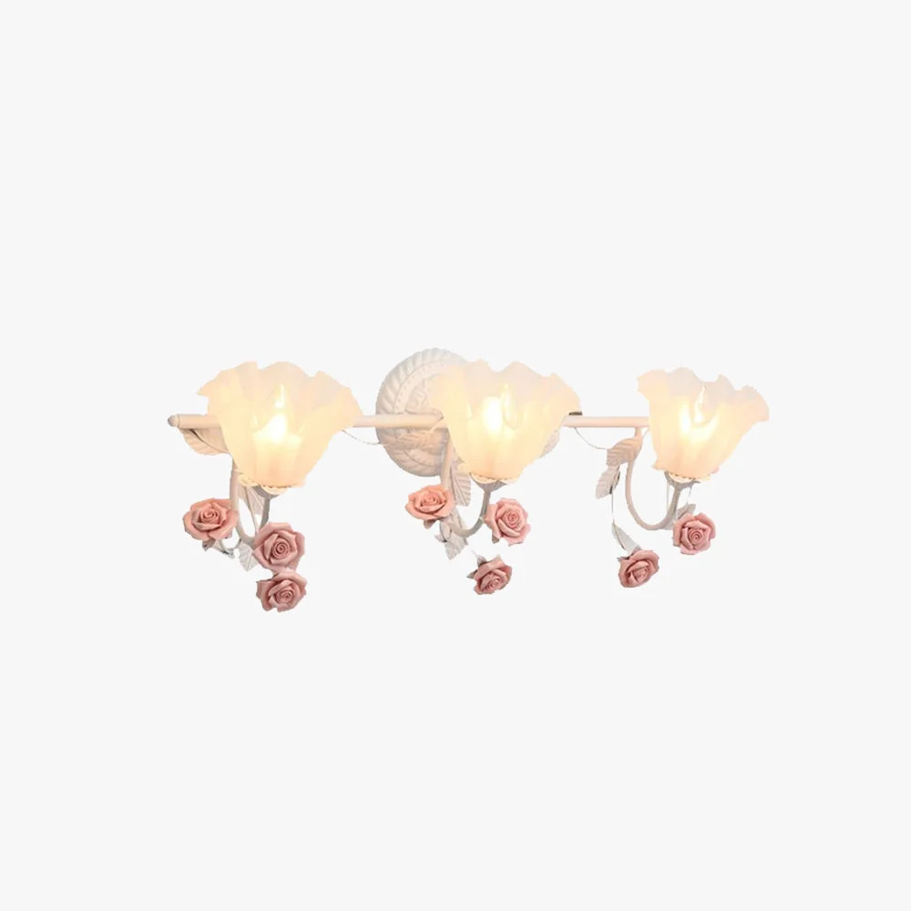 Detailed Félicie Blume Rosa Blau Spiegelfront Waschtisch-Wandleuchte 2 3-flammig High-End