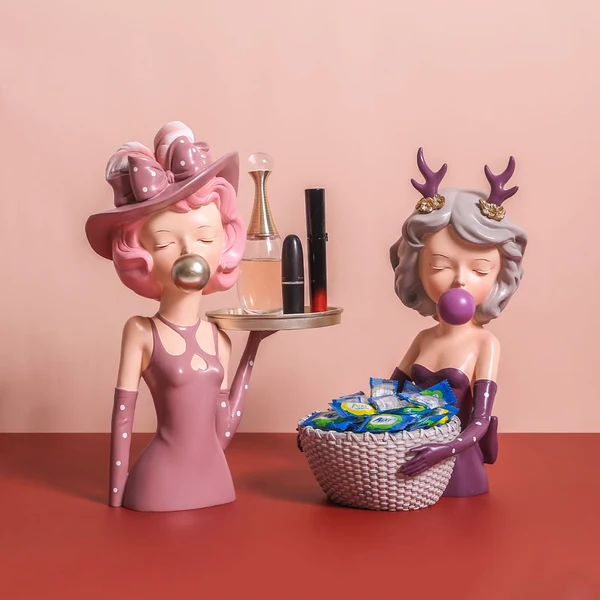 Stylish Fancy bubblegum Girl Figurine Environmentally Friendly