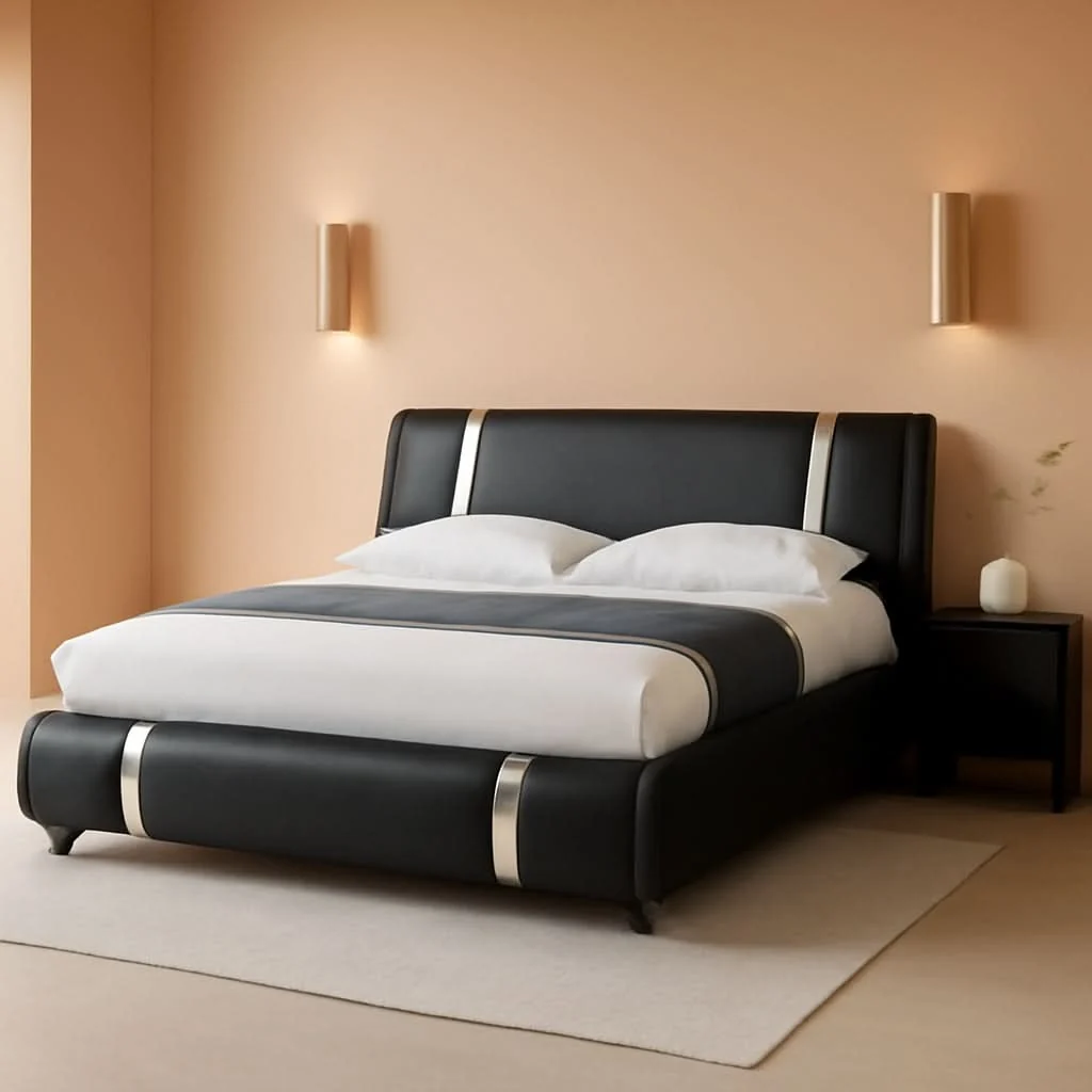 Sustainable Queen Faux Leather Bed Frame With Adjustable Headboard Elegant