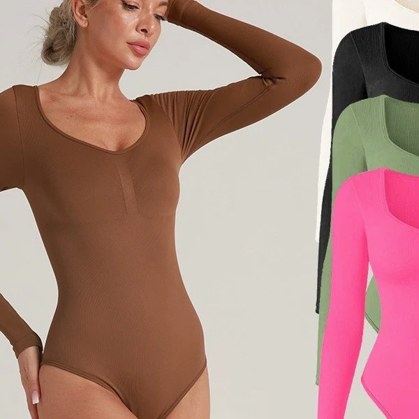 Fashionable Women's Long Sleeve Yoga Jumpsuit – Slim Fit Base Layer Top Powerful
