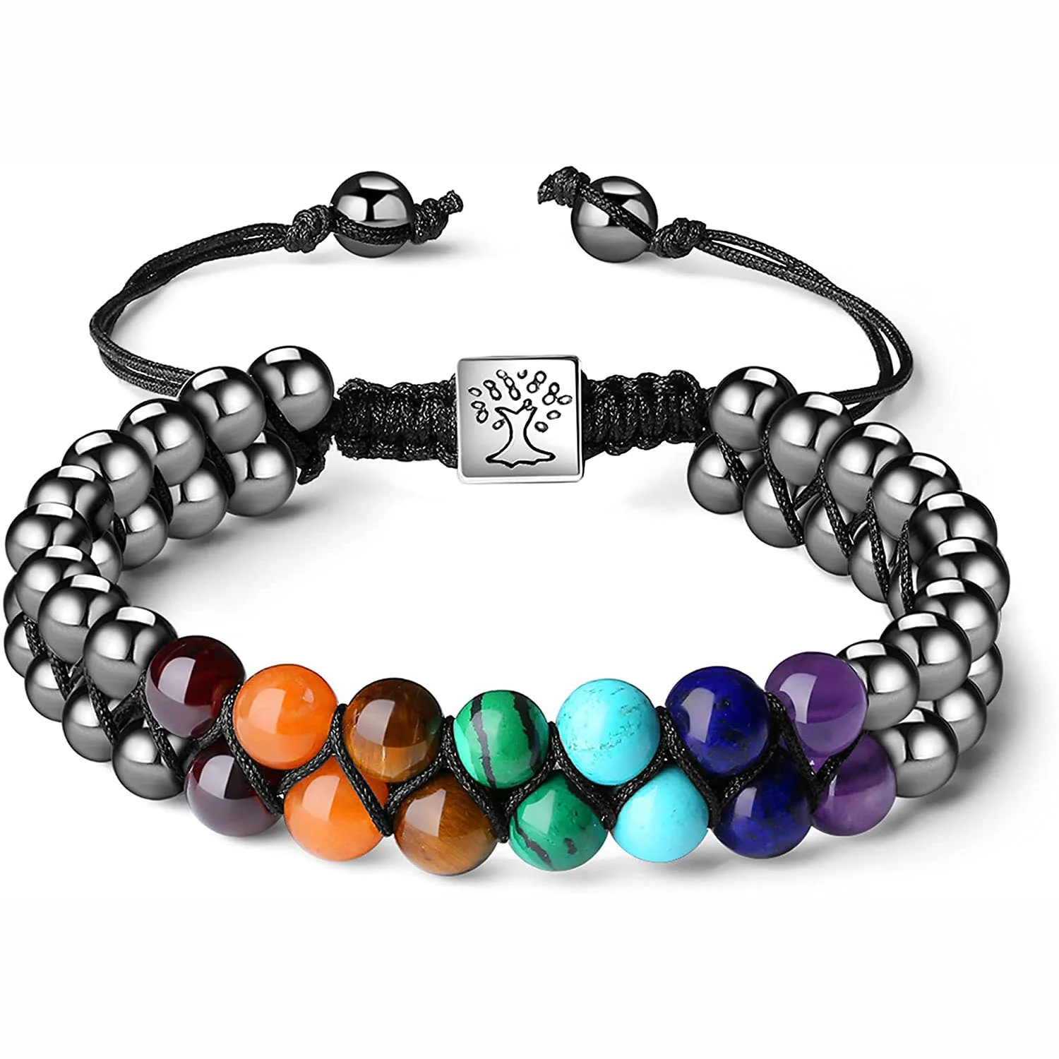 Recyclable 7 Chakra Natural Gemstone Yoga Bracelet Healing Crystal Beaded Anxiety Bracelet Original Design