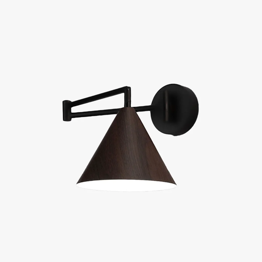Sustainable Ozawa Verstellbare Wandleuchte in Kegelform Metall Holz Original