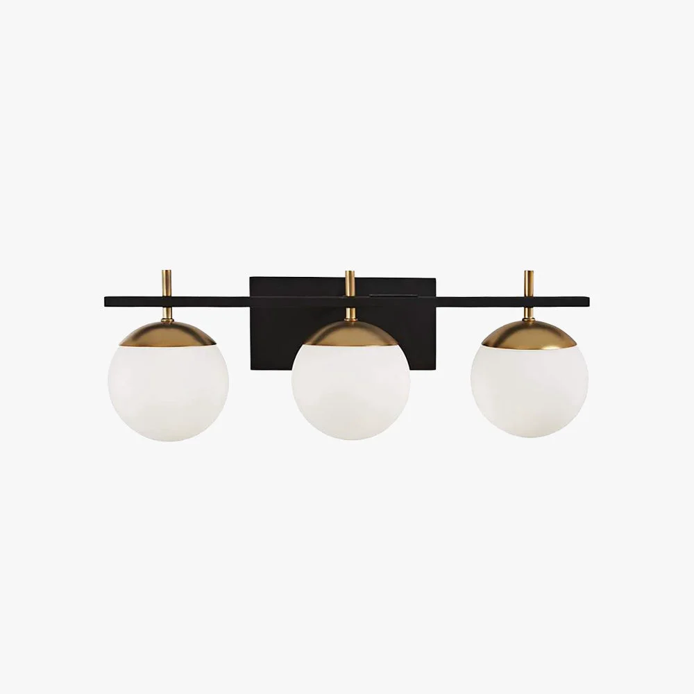 Eco-Friendly Valentina Schwarz Gold Spiegelfront Waschtisch-Wandleuchte 3-flammig 60CM Lang Stylish