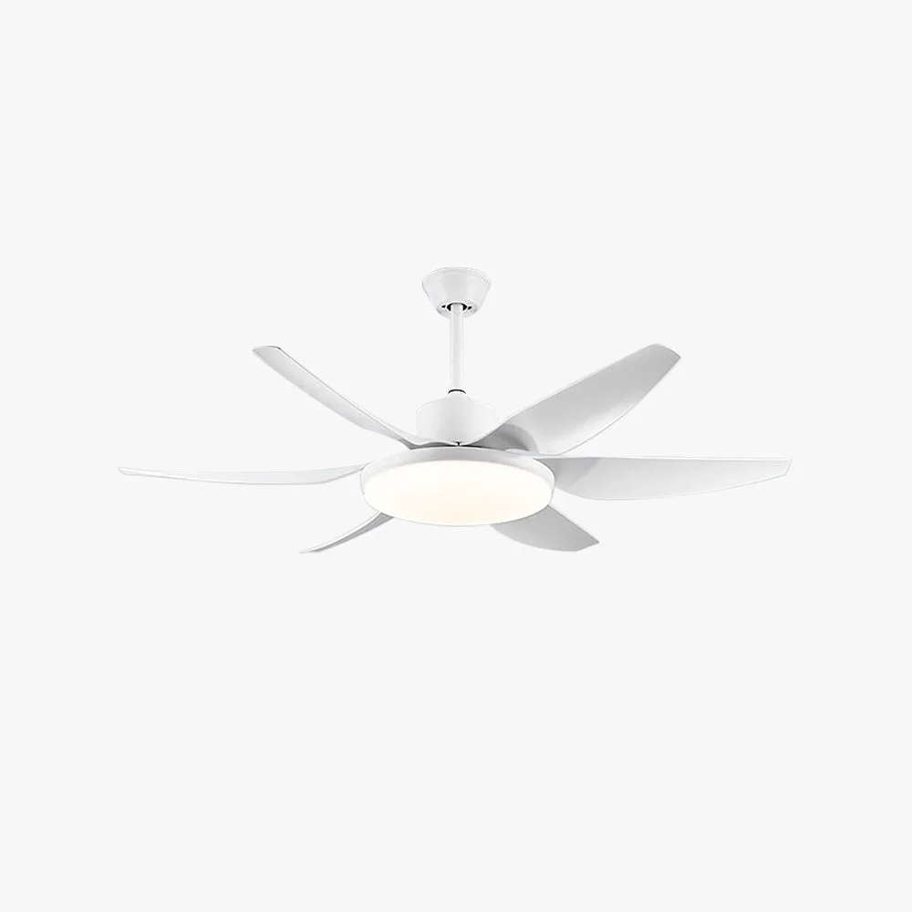 Sustainable Haydn Weißer 6-Blatt-Deckenventilator mit Beleuchtung Grundlegend ∅130CM Expertly Made