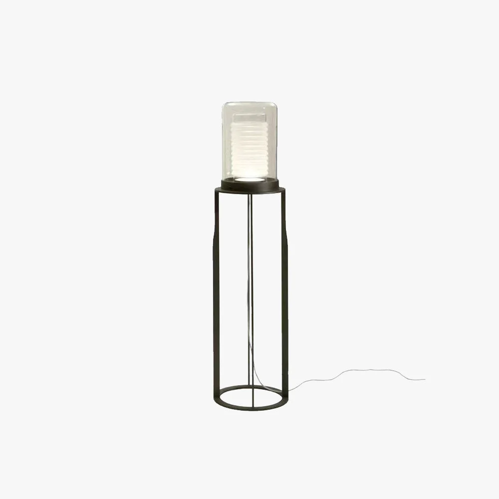 Crafted Eryn Schwarzer Zylinder Stehlampe Metall Glas 160CM Lang Quality