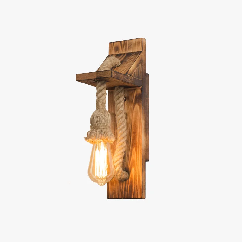 Enhanced Austin Wandleuchte Holz Hanfseil Artisan