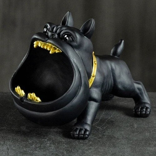 Green Bulldog Storage Figurines Solid