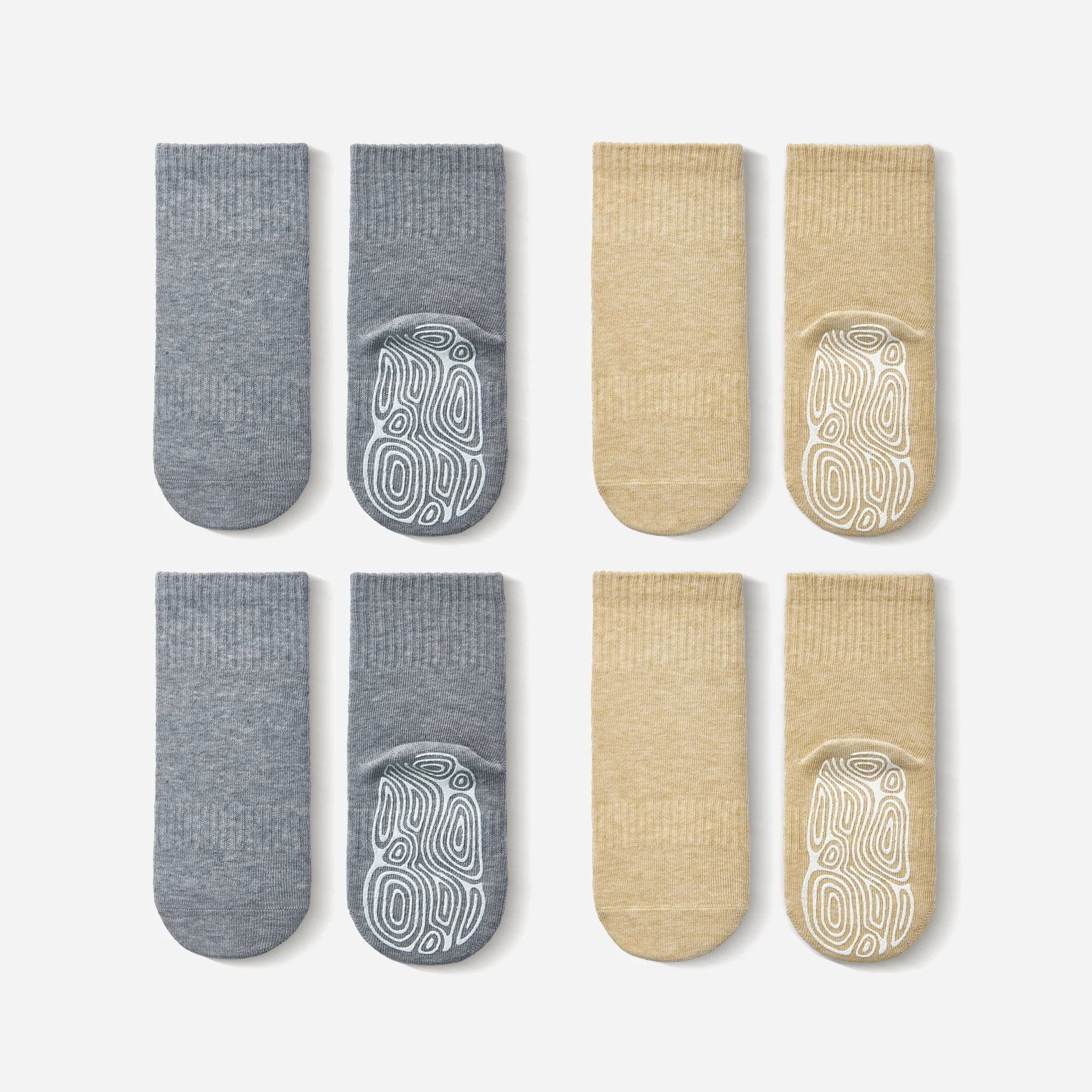 Luxury New- Organic Cotton Socks- Grey Lemon- 4 Pairs of Stay-On Baby Toddler Non-Slip Socks Versatile