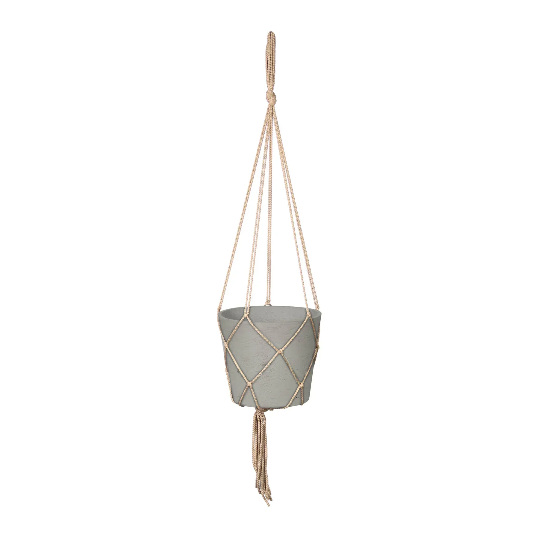 Carefully Designed Craft Small Hanging Pot With Netting - Cement Grey Unique