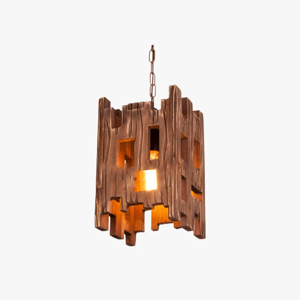 Consistent Austin Rechteckige Pendelleuchte Metall Holz 22x22x100cm High-Quality