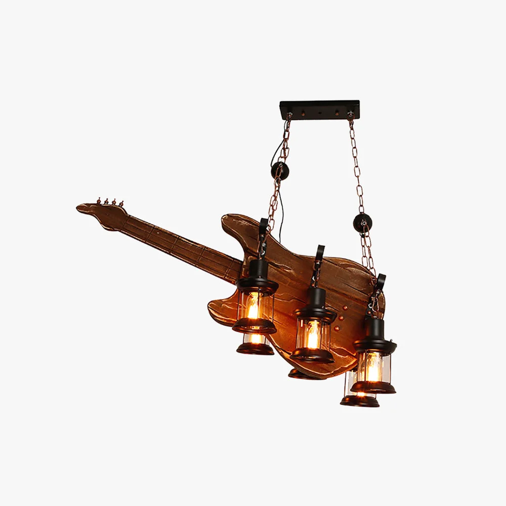 Functional Austin Guitar Pendelleuchte Metall Holz 3-flammig Minimalist