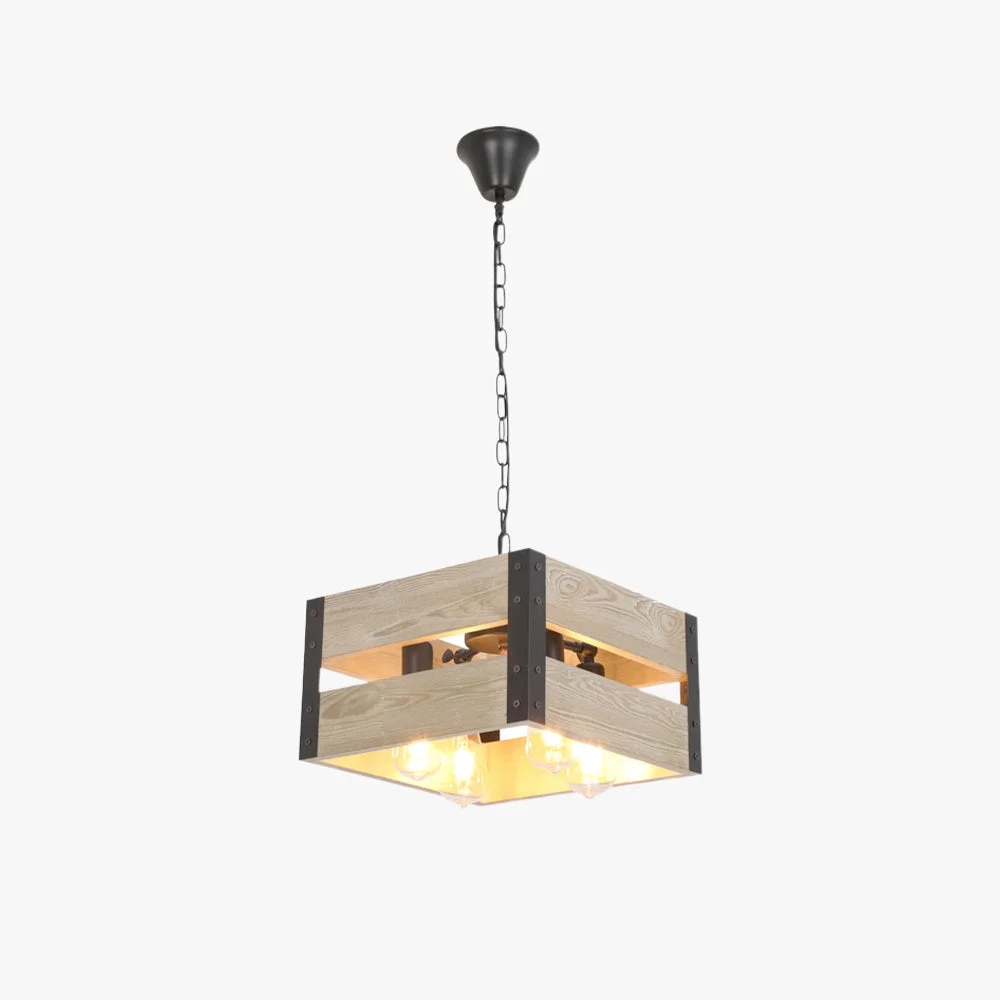 Outstanding Alessio Quadratische Pendelleuchte Metall Holz 4-flammig 2 Stile Expertly Made