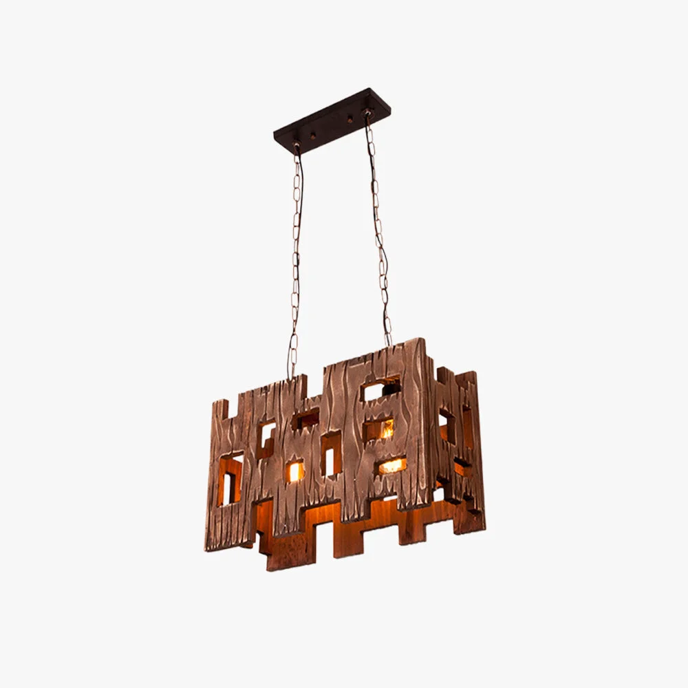Breathable Austin Rechteckige Pendelleuchte Metall Holz 50x100cm High-Performance