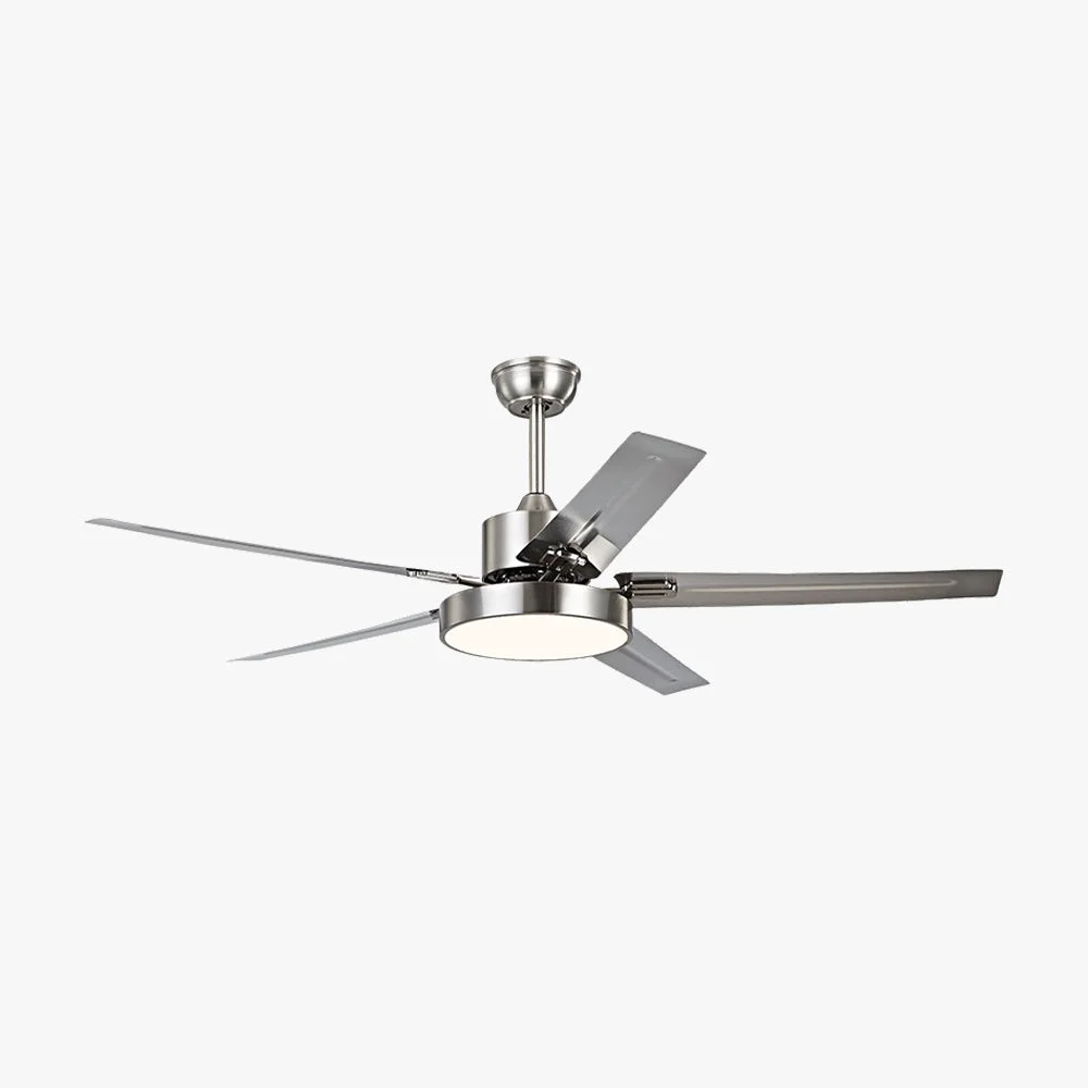 Proven Haydn 5-Blatt Silberner Deckenventilator mit Beleuchtung Metall ABS ∅132CM Original Design