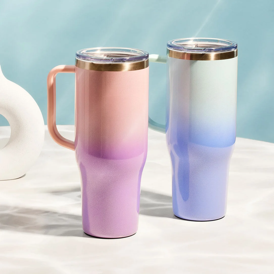 Enhanced 40 oz Tumbler with Handle Screw Lid Powerful