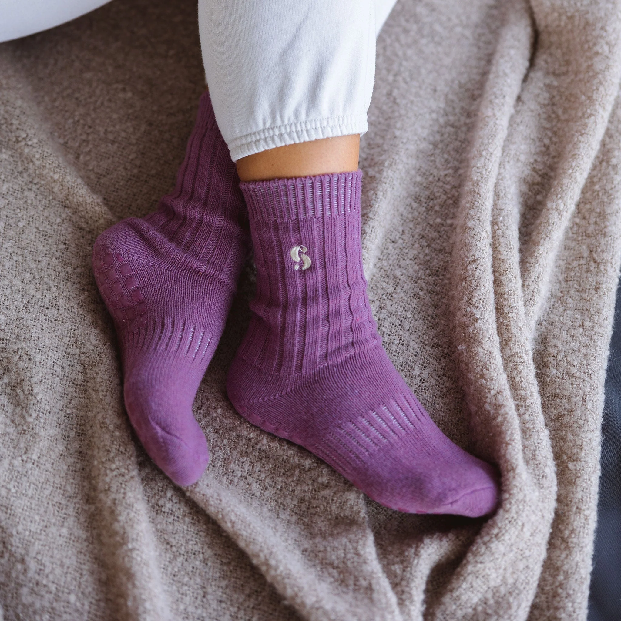 Organic Serene Socks- Adult Merino Wool Non-Slip Socks- Viola- 1 pair Exclusive