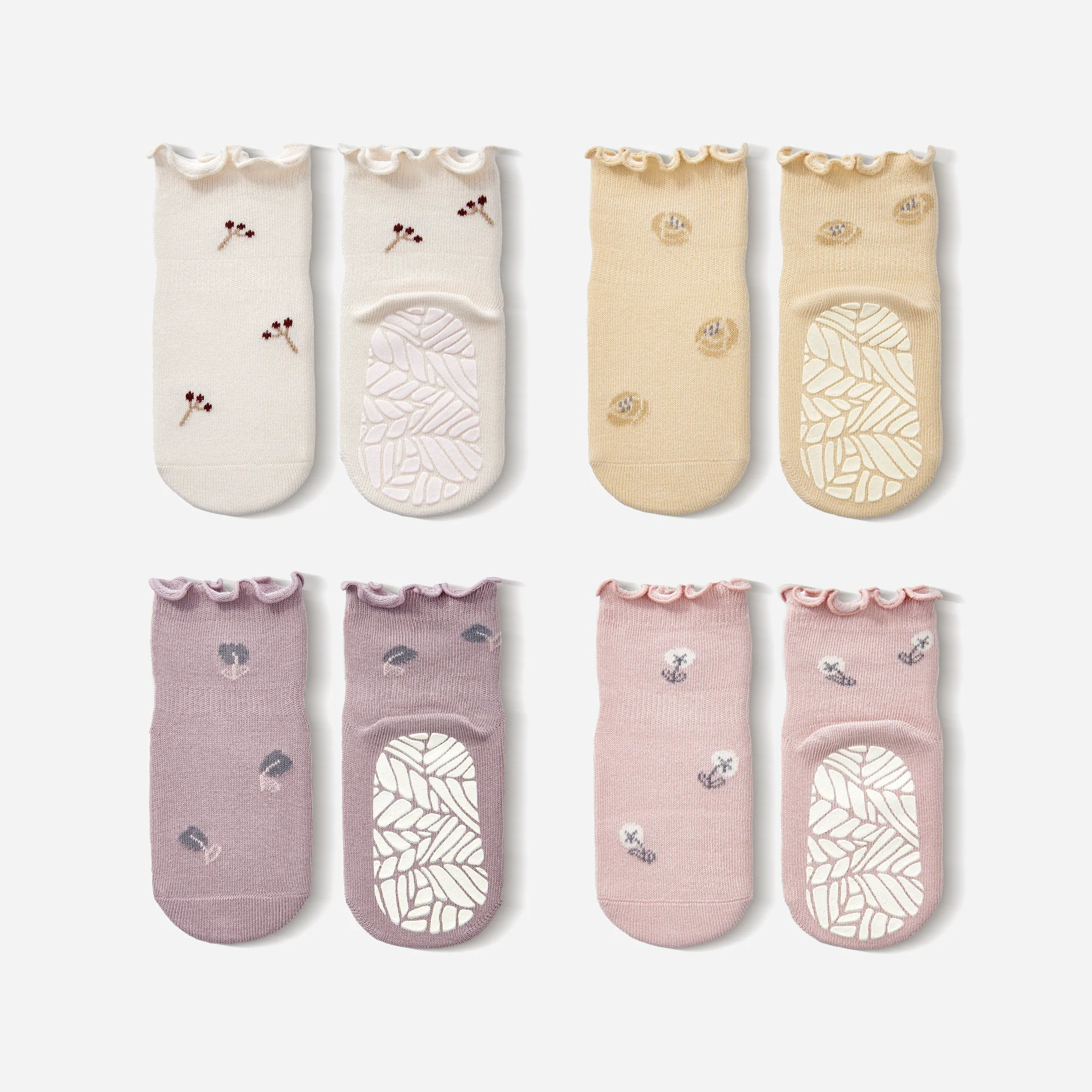 Carefully Designed New- Little Wonder Things- Organic- 4 Pairs of Stay-On Baby Toddler Non-Slip Socks Trendy