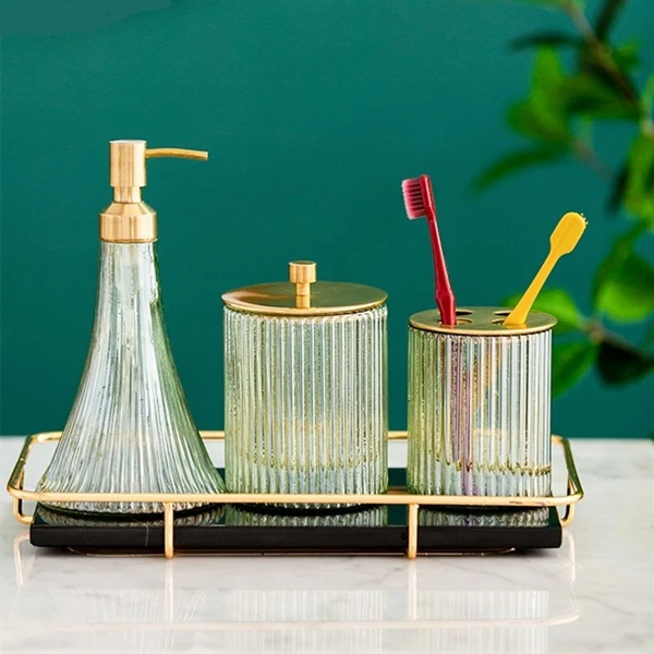 Advanced Brass Glass Bathroom Set Reusable