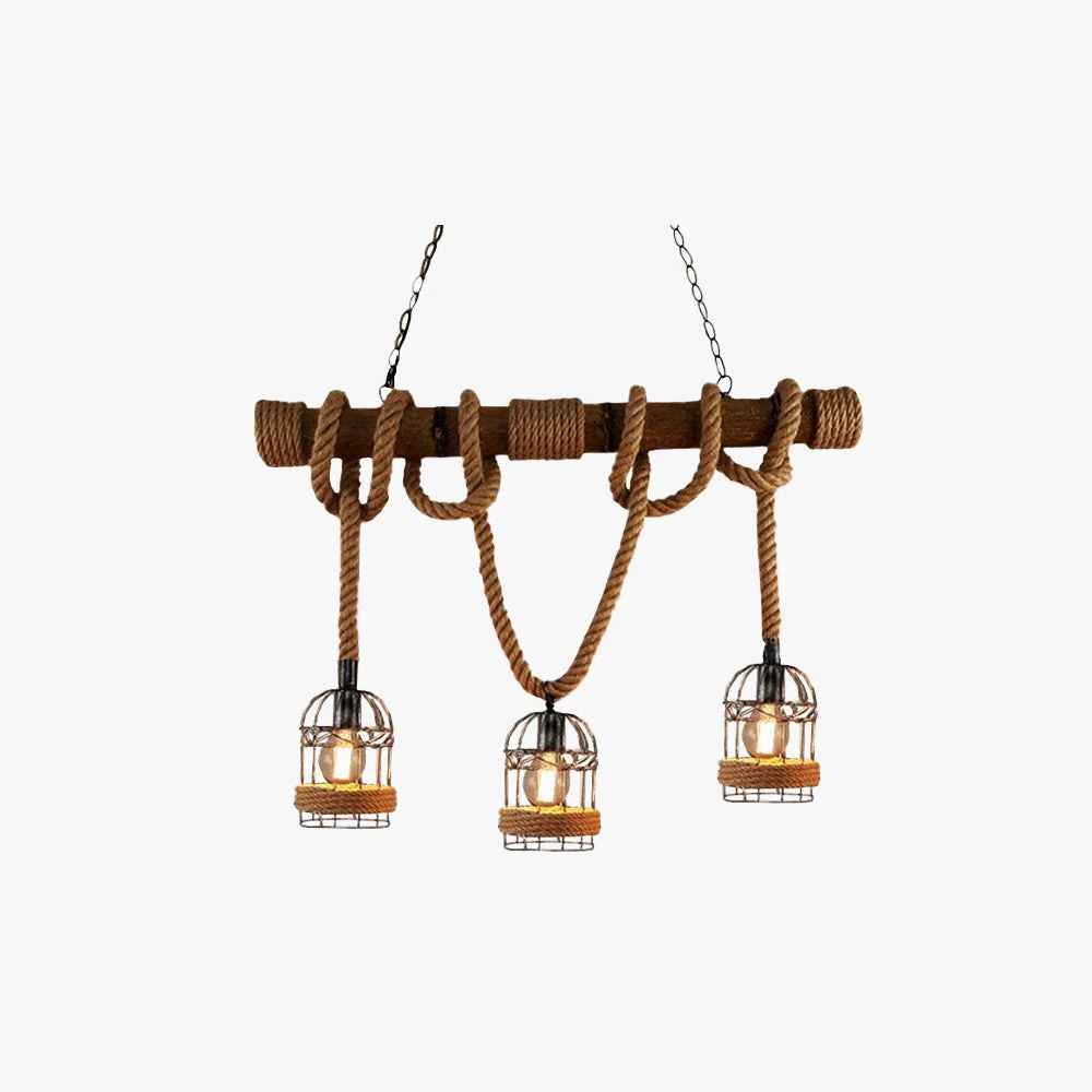 Expertly Made Alessio Pendelleuchte 3-flammig Hanfseil Metall High-End