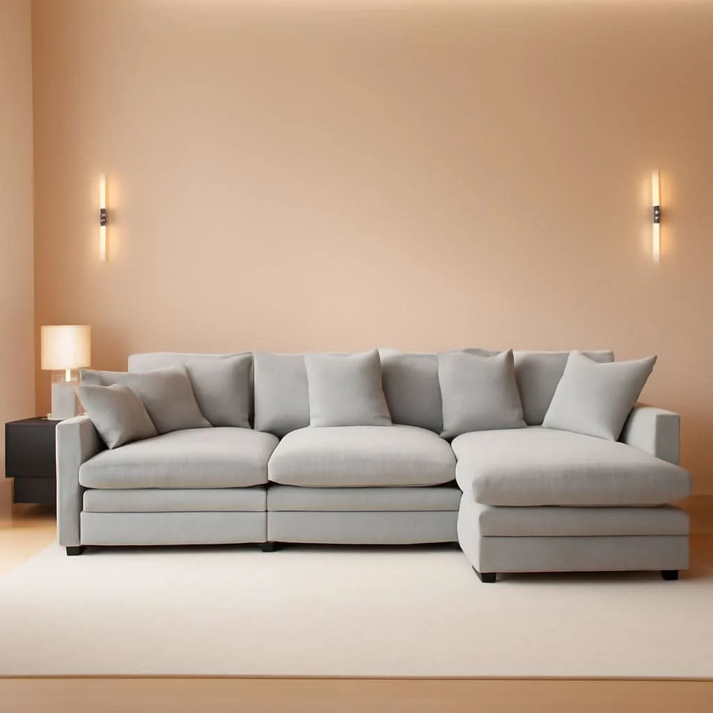 First-Class 111 Inch L Shaped Modern Glam Sofa Sectional With Ottoman Cloud Foam C Refined