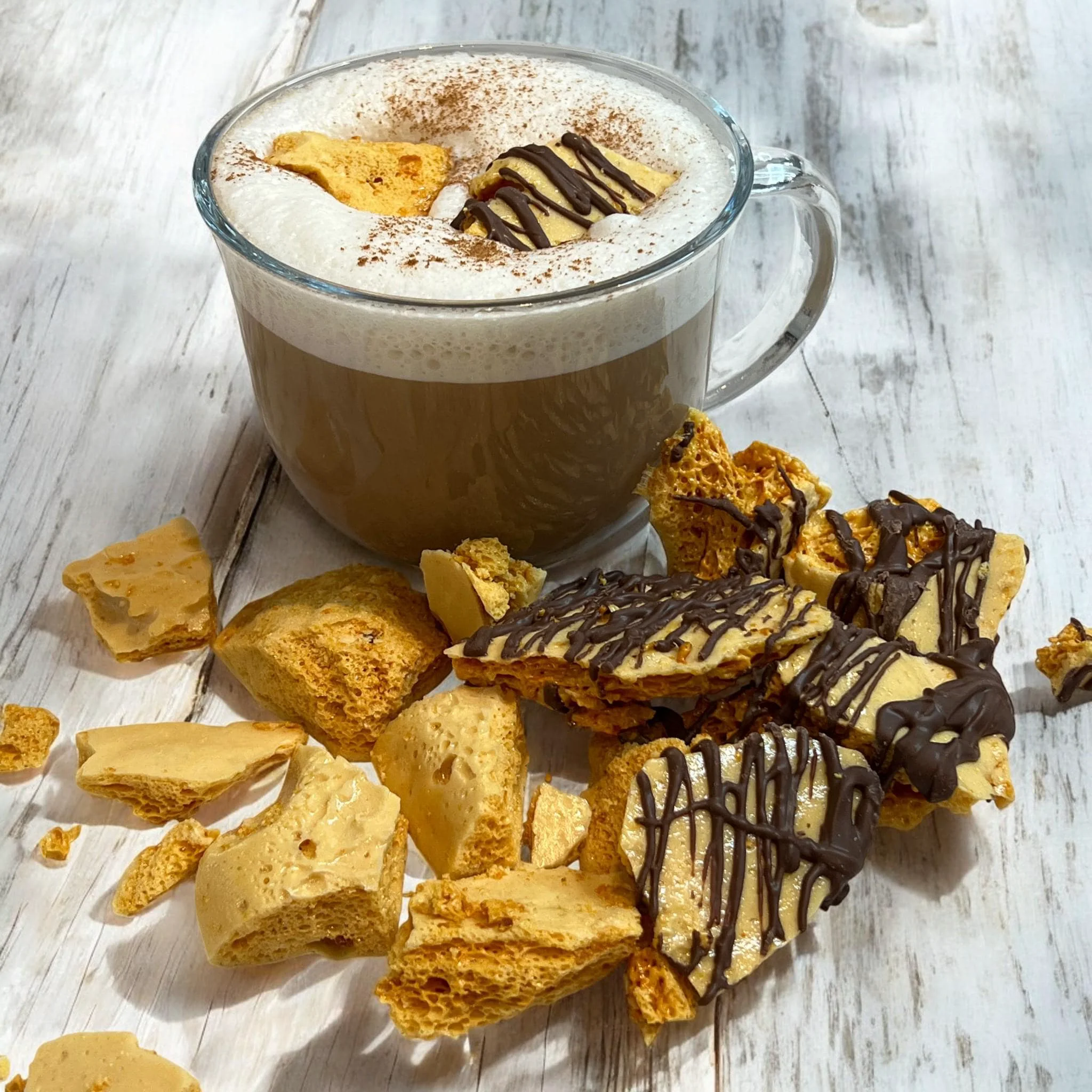 Crafted Honeycomb Candy Latte Garnish Topping Seafoam Sponge Toffee Caramelized Sugar Dessert Decoration Exceptional