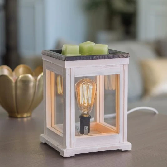 Selected Aged White Lantern Illuminated Fragrance Warmer Enhanced