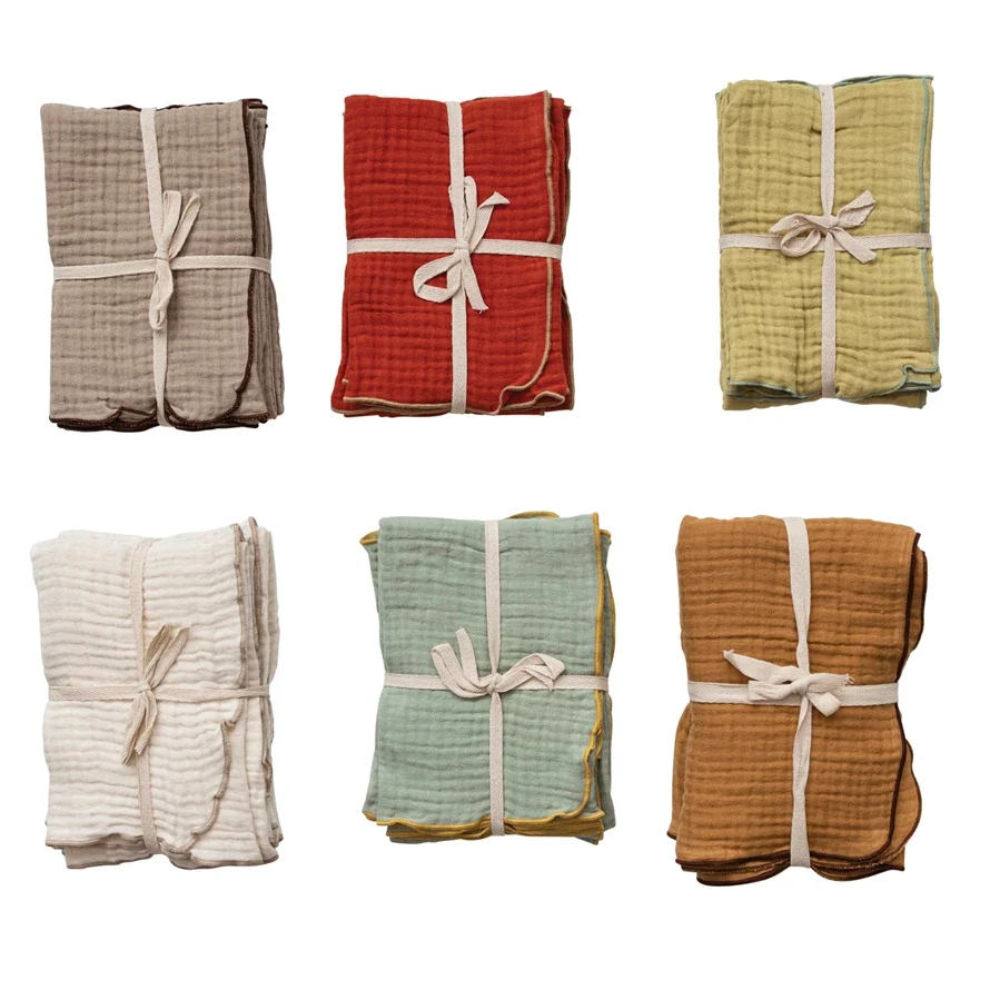 Effective Woven Cotton Double Cloth Napkins w Contrasting Stitched Edge 6 Colors Set of 4 Responsible