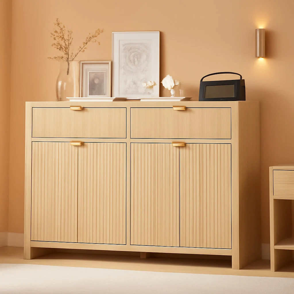 Responsible 55Inch Wide Fluted Sideboard Buffet Cabinet Storage Fine