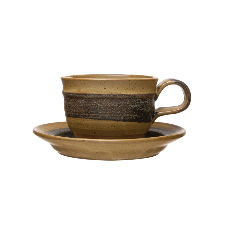 Official Stoneware Mug with Saucer - Set of 2 Recyclable