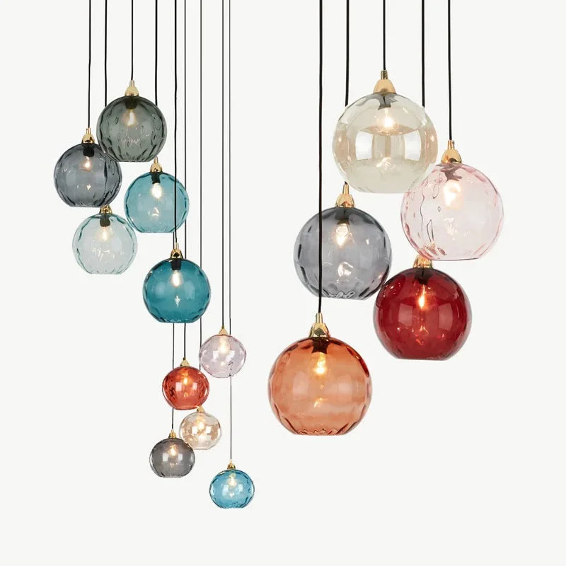Convenient Hailie Pendelleuchte aus buntem Glas 3 flammig Modern