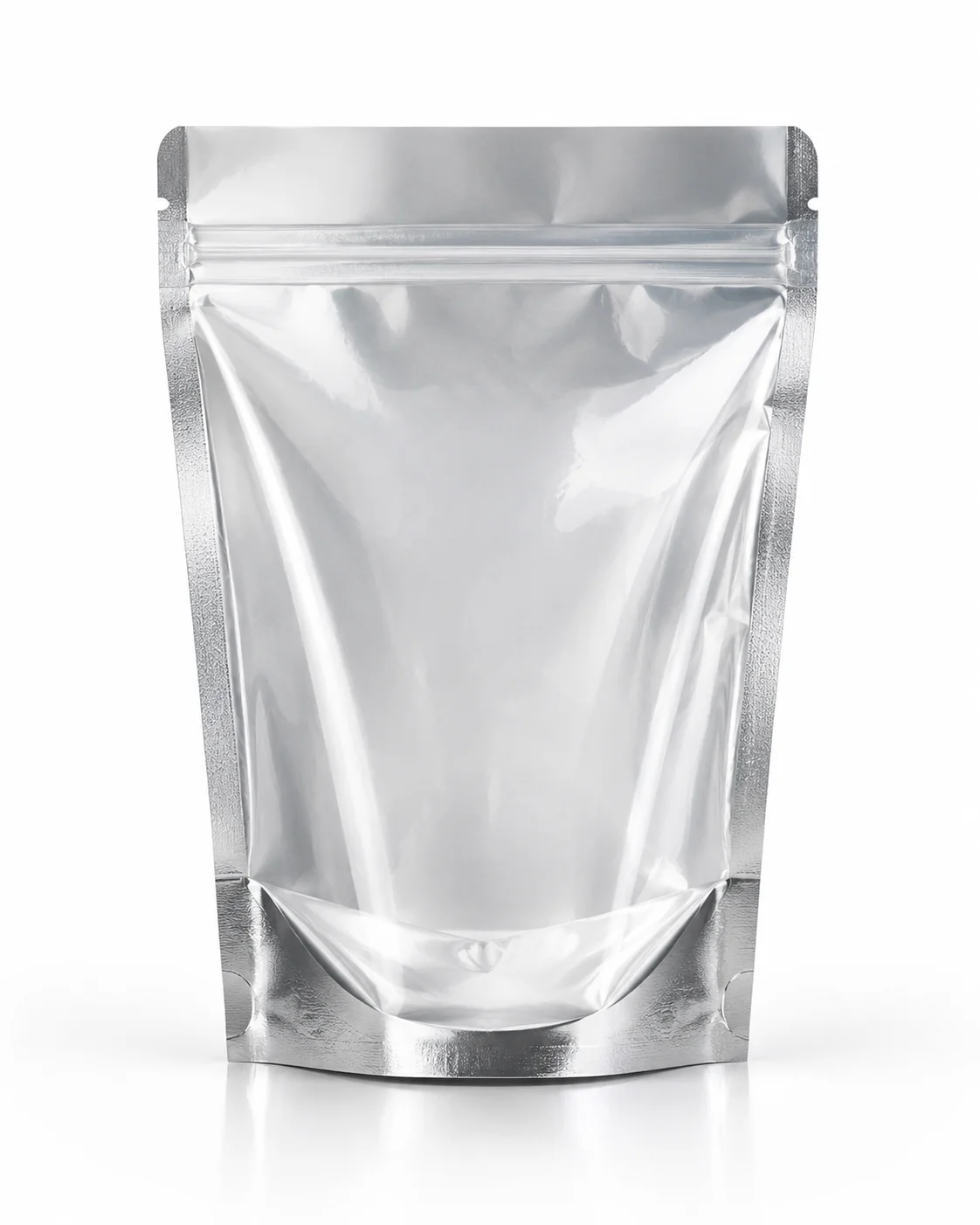 Relaxed Silver Glossy Stand-Up Barrier Pouches Pure