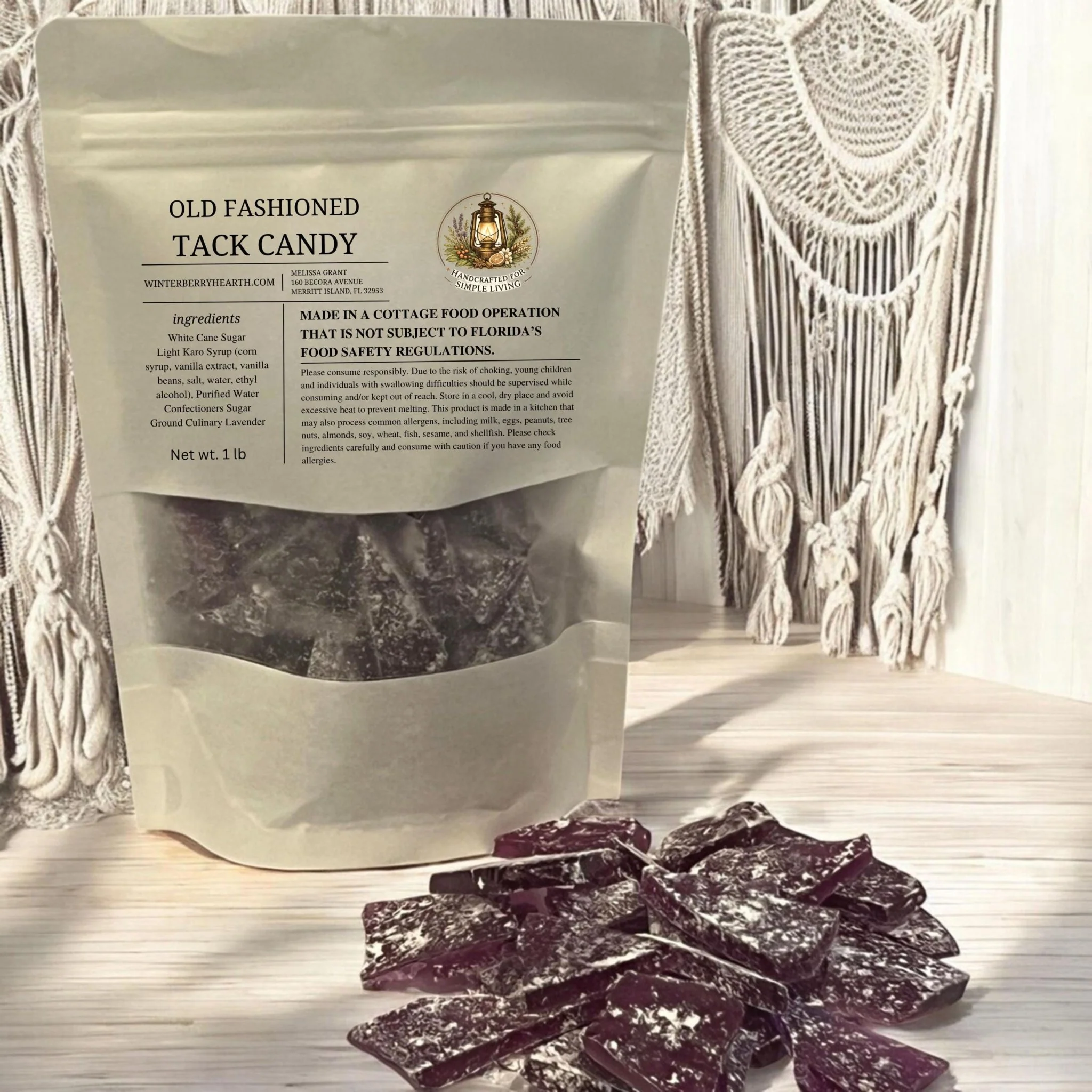 Consistent Purple Hard Tack Candy 1lb Old Fashioned Nostalgic Treat Rock Candy Broken Glass Modern