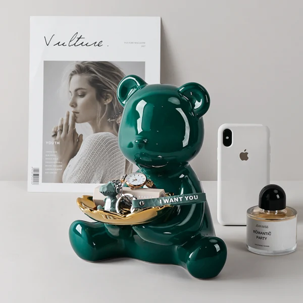 Official 3D Resin Bear Figurine Decorative Tray Luxury