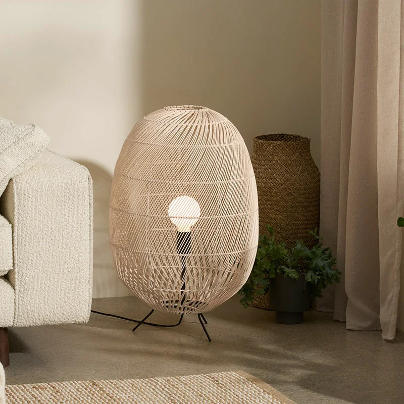 Verified Natural Rattan Midi Floor Lamp for Living Room Reusable