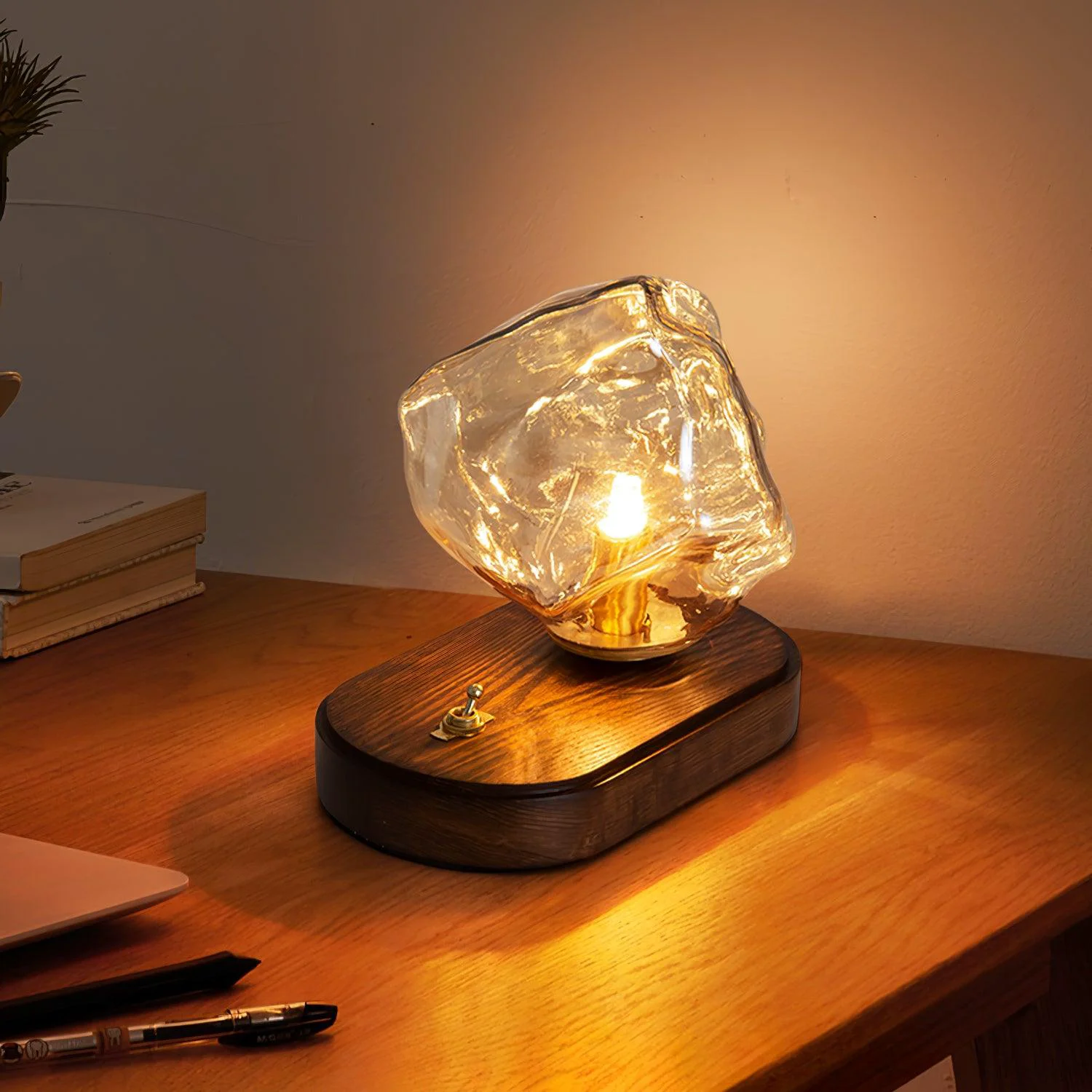 Prestigious Modern Ice Stone Glass Bedroom Table Lamp Premium Material