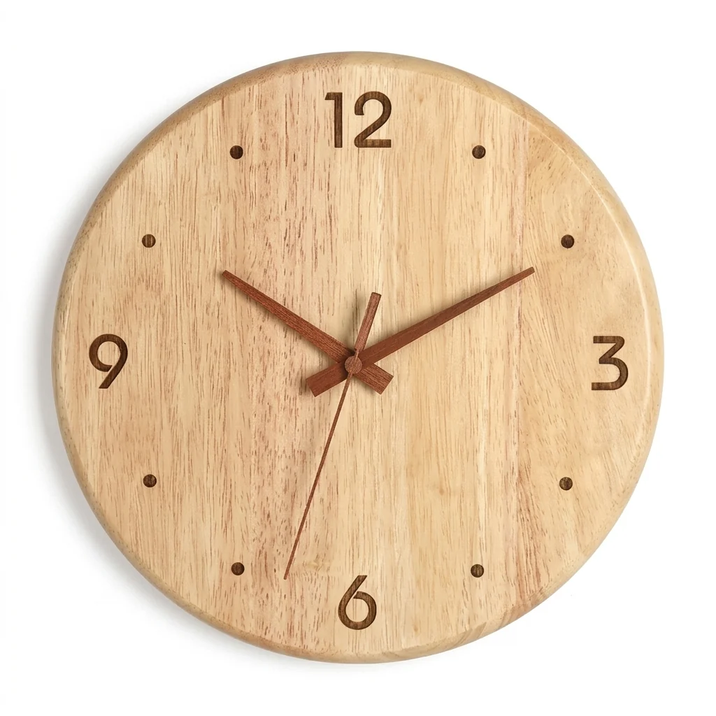 High-Grade Japanese Wall Clock Rubberwood Bamboo Quiet Dial Breathable