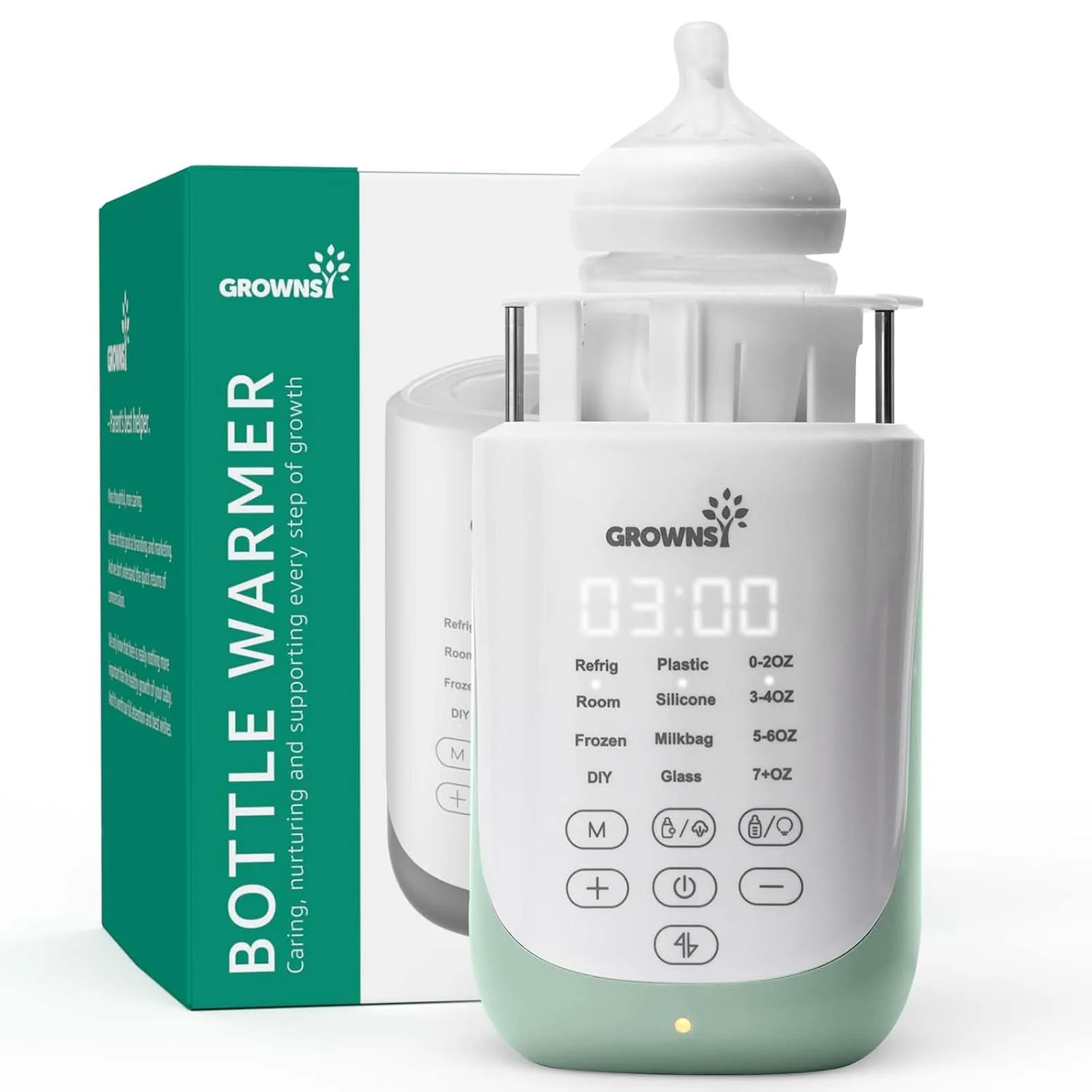 Elegant Grownsy Nutri Bottle Warmer with Innovative Auto-Lift Feature 10-in-1 Fast Baby Bottle Warmer with Night Light Unique
