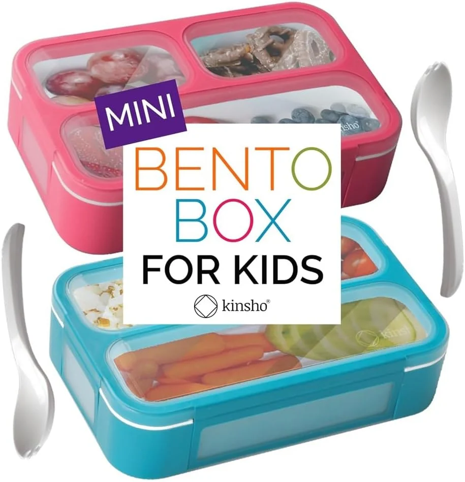 Modern Snack Container - Small Bento Lunch Box for Kids Girls Boys Toddlers Mini Leak-proof Boxes Baby Bentobox for Daycare Portion Containers Reusable