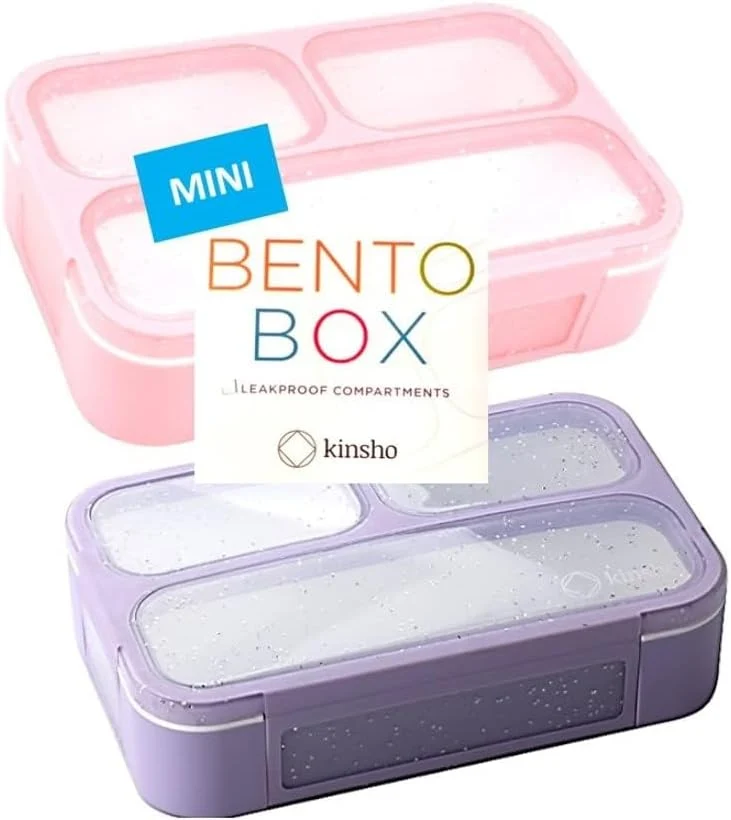 Original Design Kids Glitter Snack Container - Mini Bento Lunch-Box Small Leakproof Container Boxes for Toddlers Girls Snacks Lunches 3 Compartment Professional
