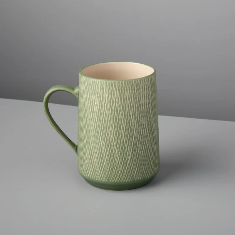 Exceptional Crosshatch Stoneware Mug - Jade Luxury