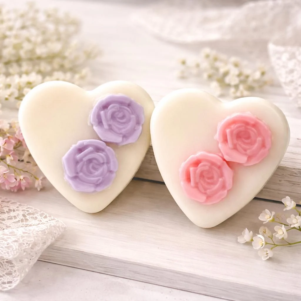 Innovative Rose Heart Soy Wax Melt Candle Disc Floral Wickless Candle Home Fragrance Cottagecore Favor Organic
